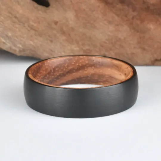 Koa Wood Tungsten Men's Wedding Band 6MM