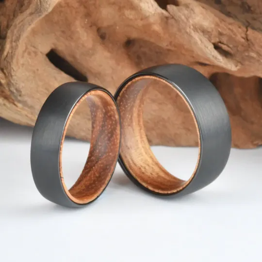 Koa Wood Tungsten Men's Wedding Band 6MM