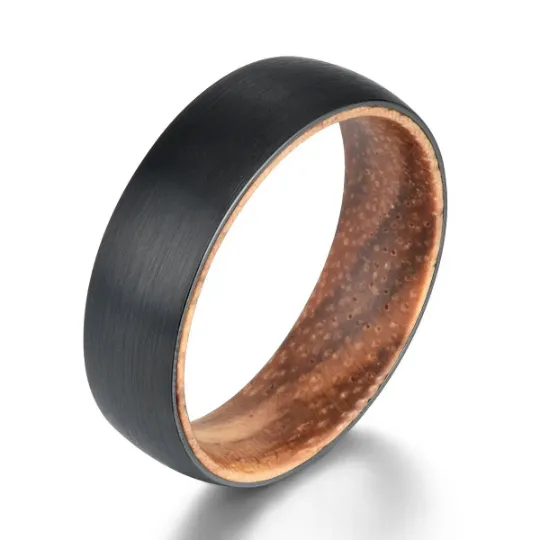 Koa Wood Tungsten Men's Wedding Band 6MM