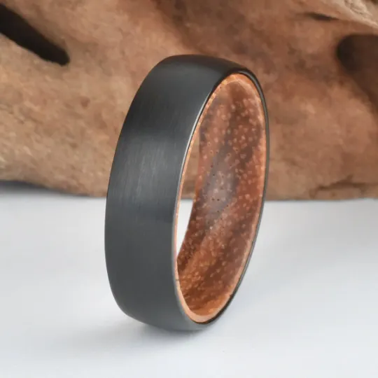 Koa Wood Tungsten Men's Wedding Band 6MM