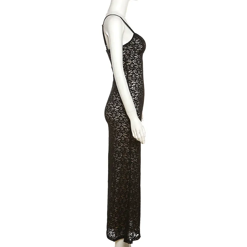 Lace low-cut fitted hip-hugging dress S-240501-38