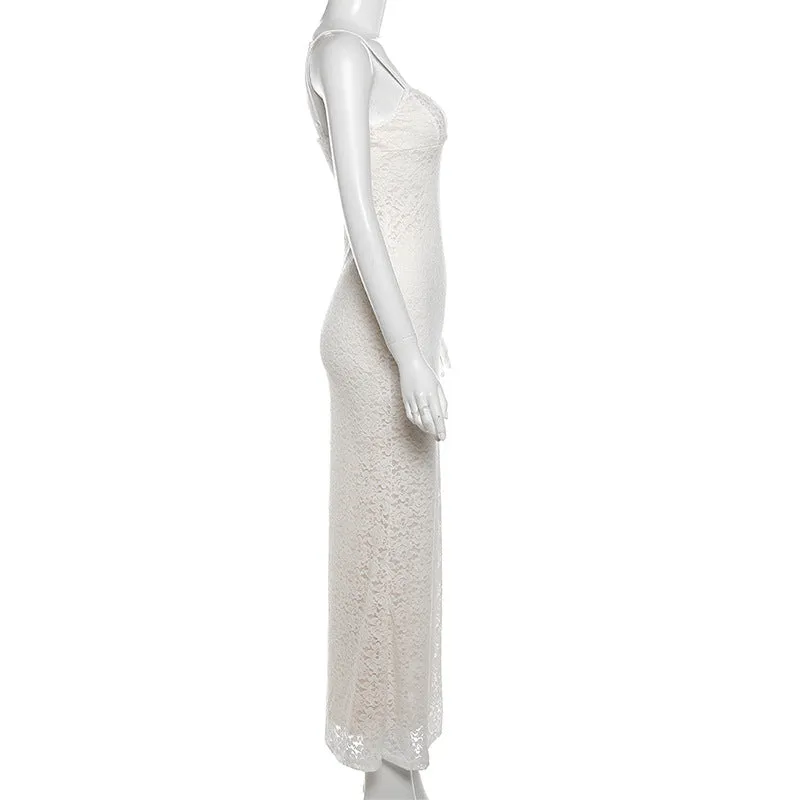 Lace low-cut fitted hip-hugging dress S-240501-38