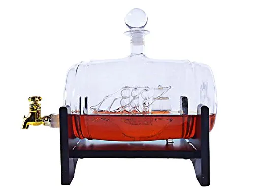Large 50 Oz 'Barrel' Handmade Whisky Liquor Dispenser Decanter Mega Set
