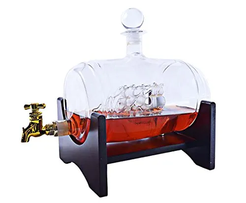 Large 50 Oz 'Barrel' Handmade Whisky Liquor Dispenser Decanter Mega Set