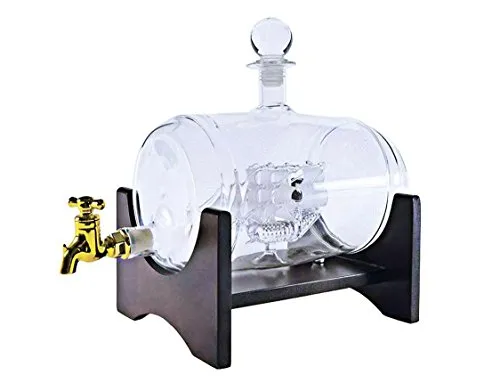 Large 50 Oz 'Barrel' Handmade Whisky Liquor Dispenser Decanter Mega Set