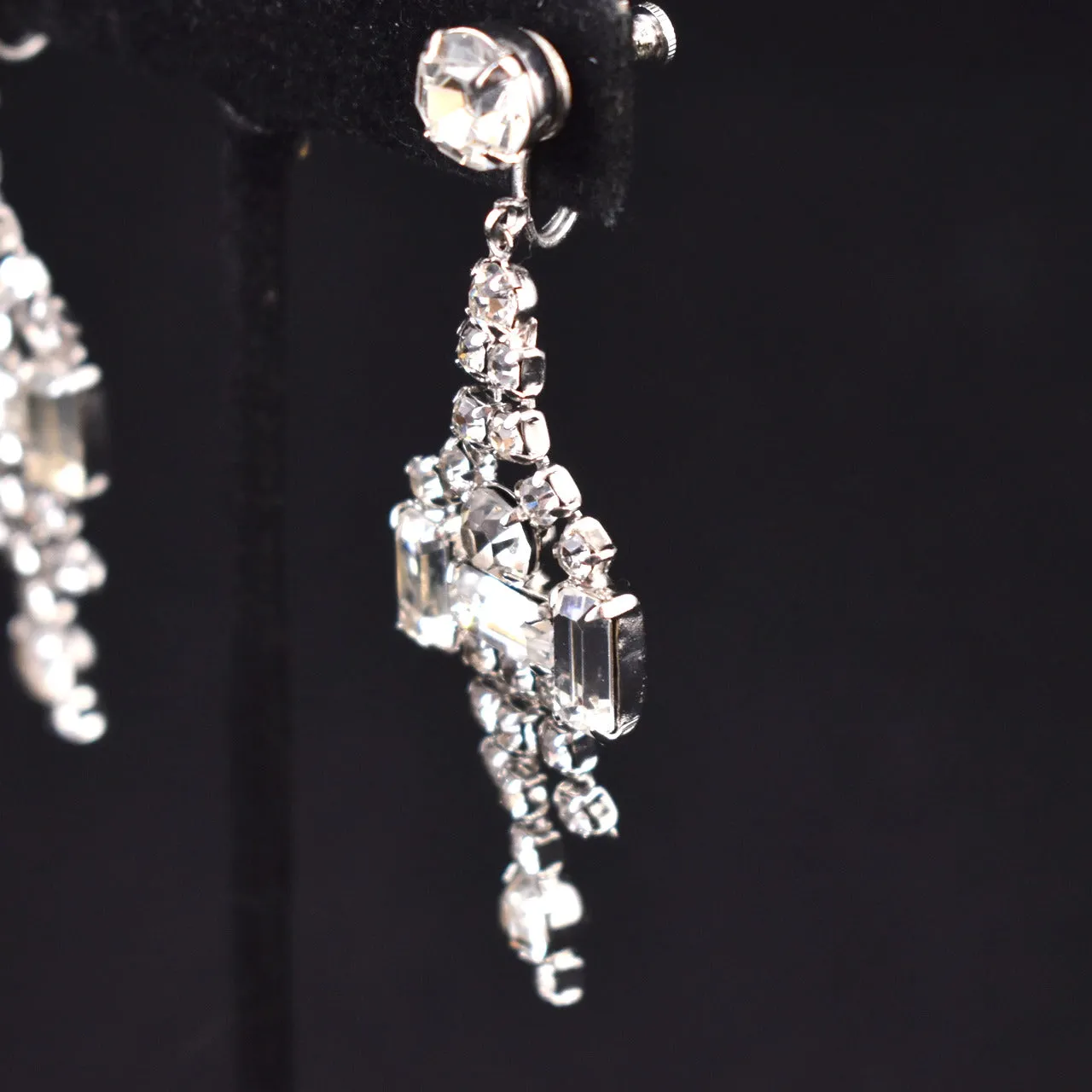 Large Dangling Rhinestone Chandelier Earrings