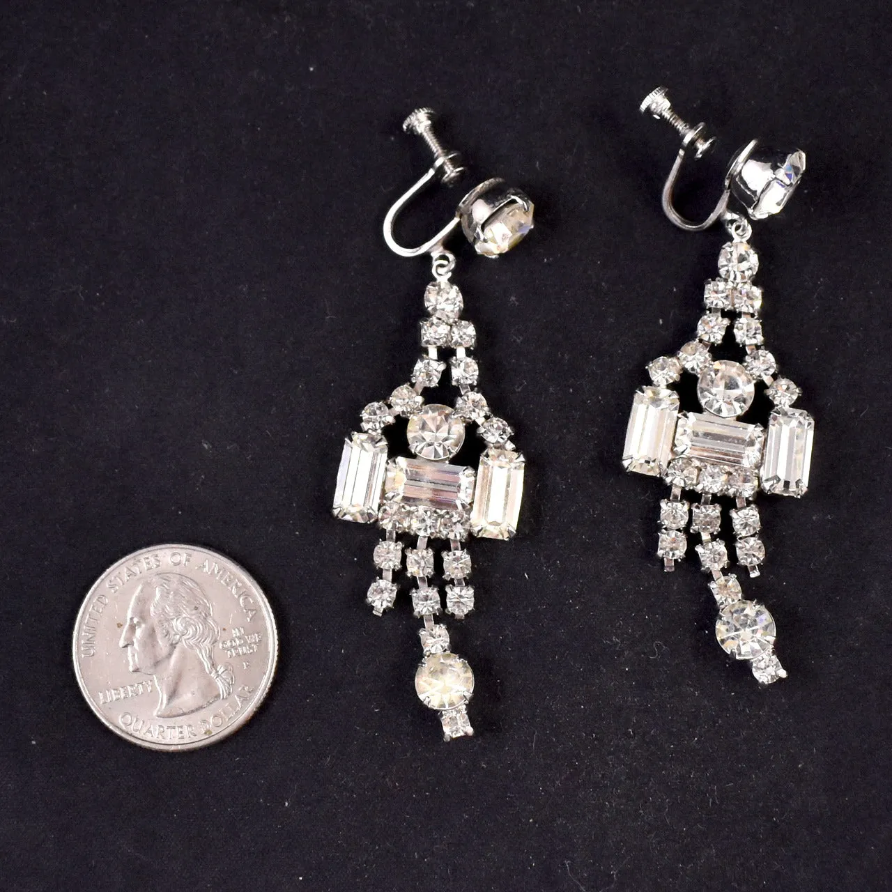 Large Dangling Rhinestone Chandelier Earrings