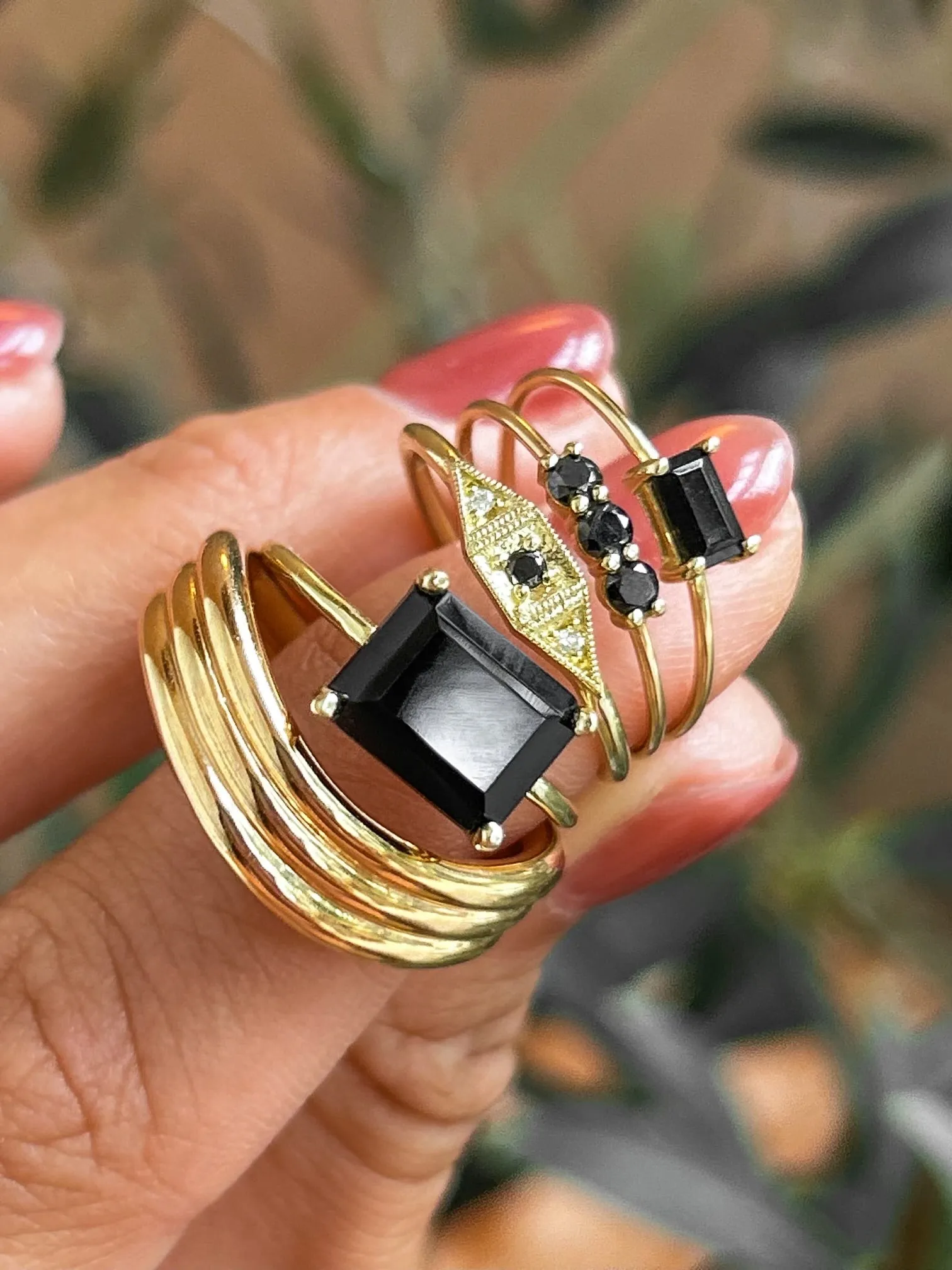 Large East West Onyx Ring