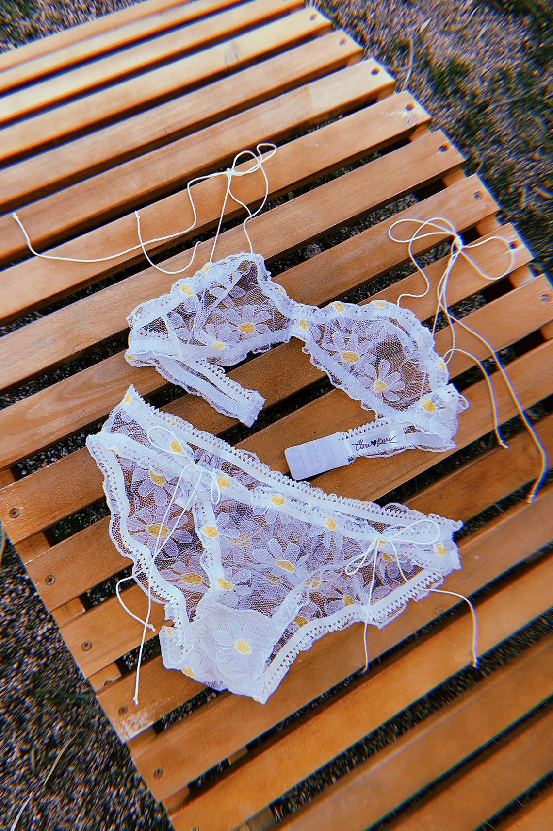 LAST ONE! Anaphora Panty in Sheer Upcycled Vintage Daisy Tulle Mesh