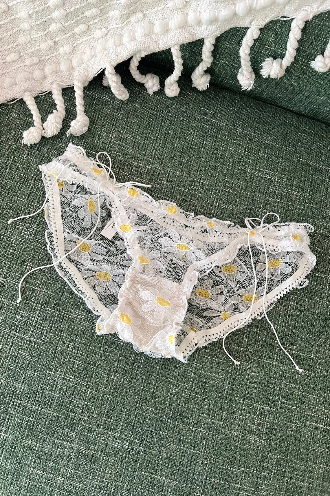 LAST ONE! Anaphora Panty in Sheer Upcycled Vintage Daisy Tulle Mesh