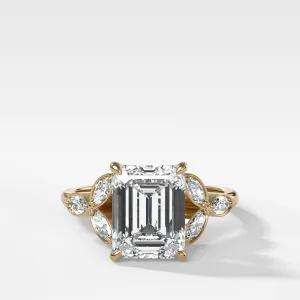 Laurel Engagement Ring With North South Emerald Cut Diamond