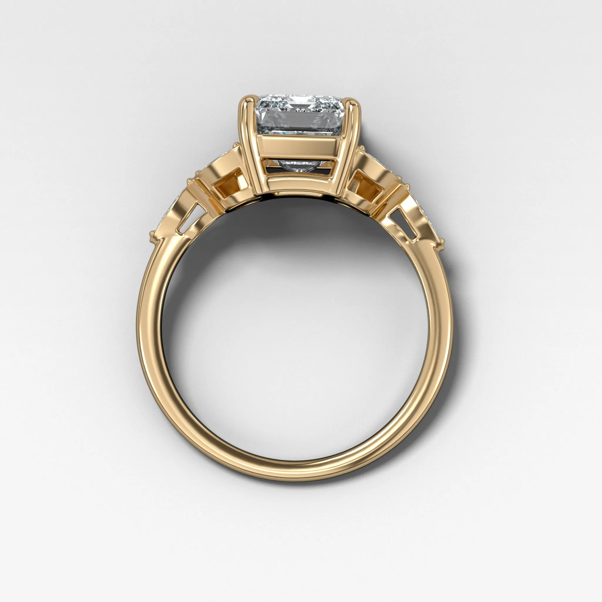 Laurel Engagement Ring With North South Emerald Cut Diamond