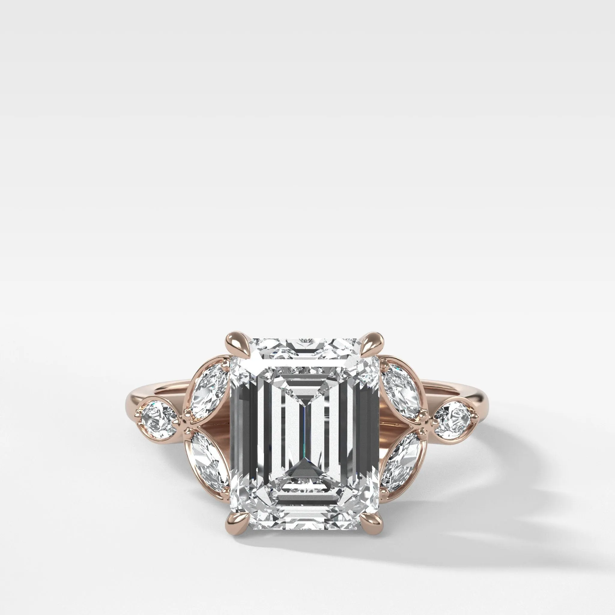 Laurel Engagement Ring With North South Emerald Cut Diamond