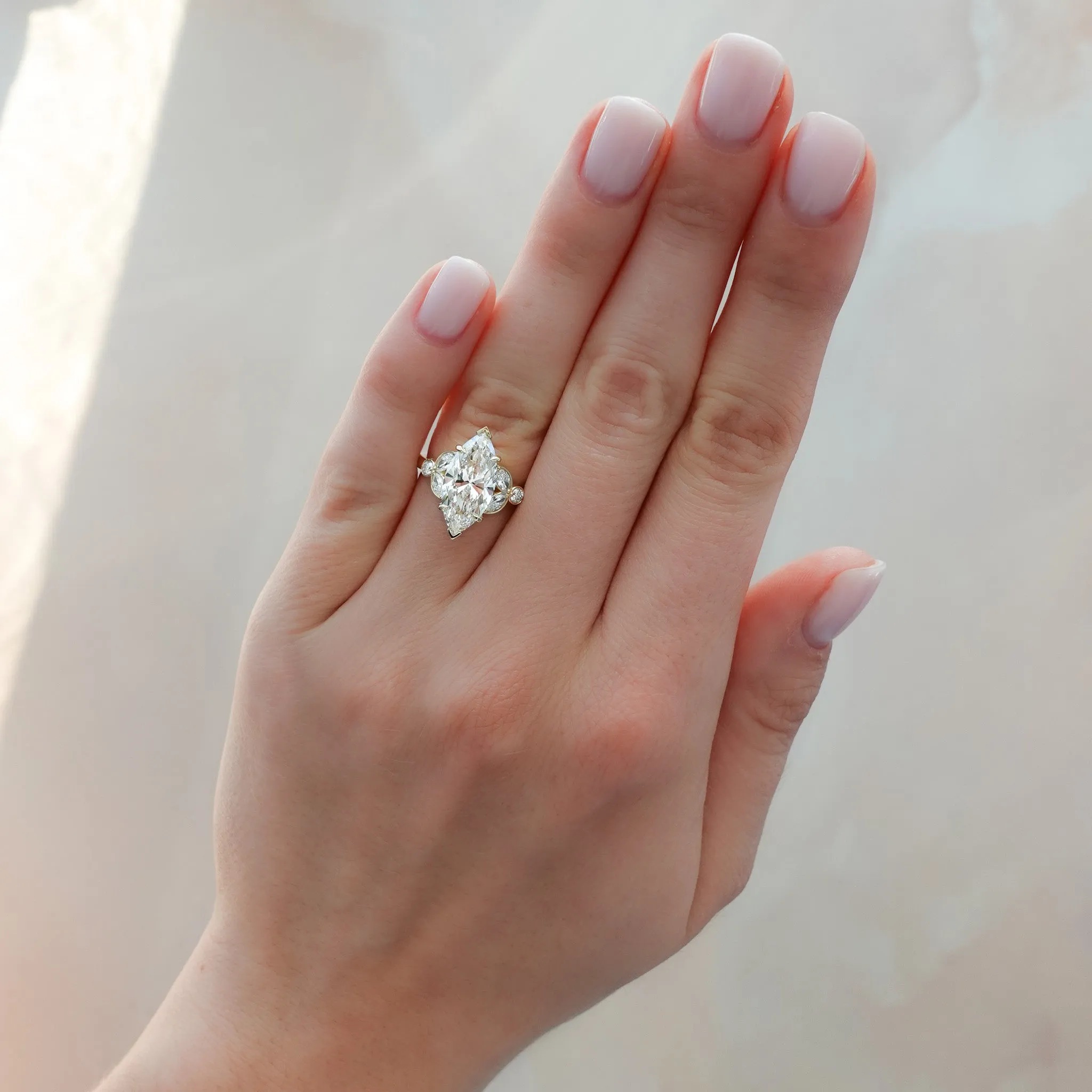 Laurel Engagement  Ring With North South Marquise Cut Diamond