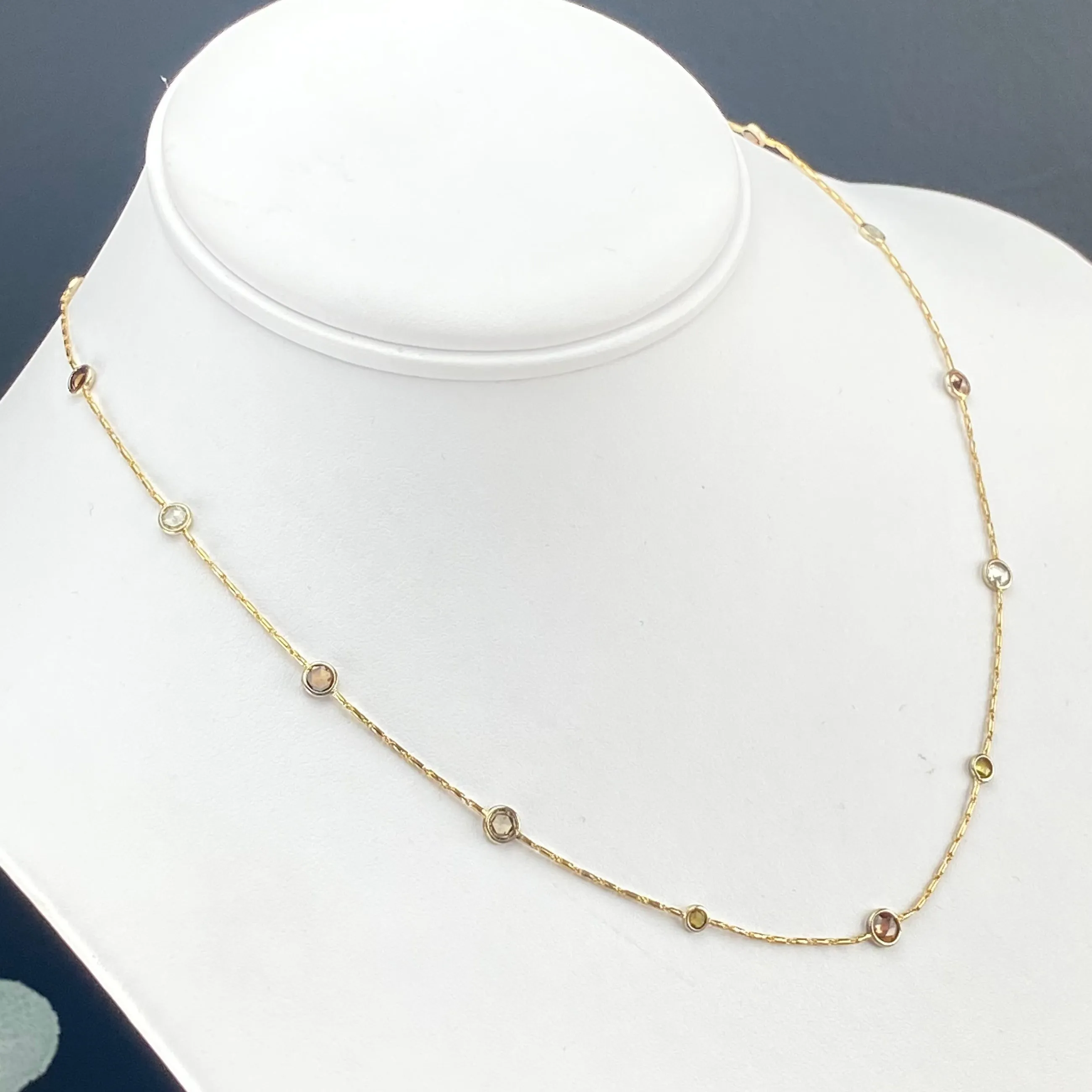 LAYAWAY: PAYMENT 2 OF 6: 2.50ctw Rose cut diamonds by the yard necklace in 18k yellow gold