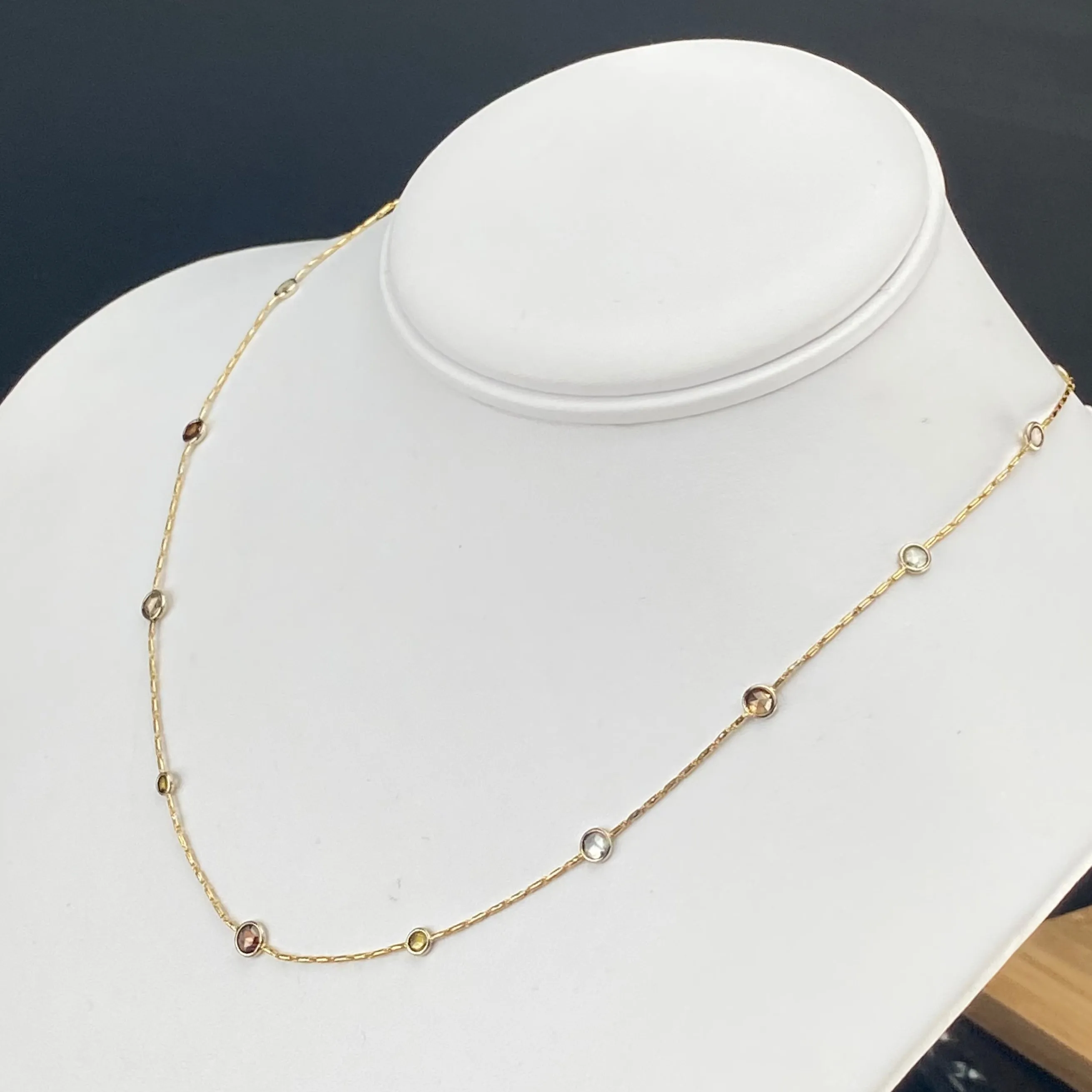 LAYAWAY: PAYMENT 2 OF 6: 2.50ctw Rose cut diamonds by the yard necklace in 18k yellow gold
