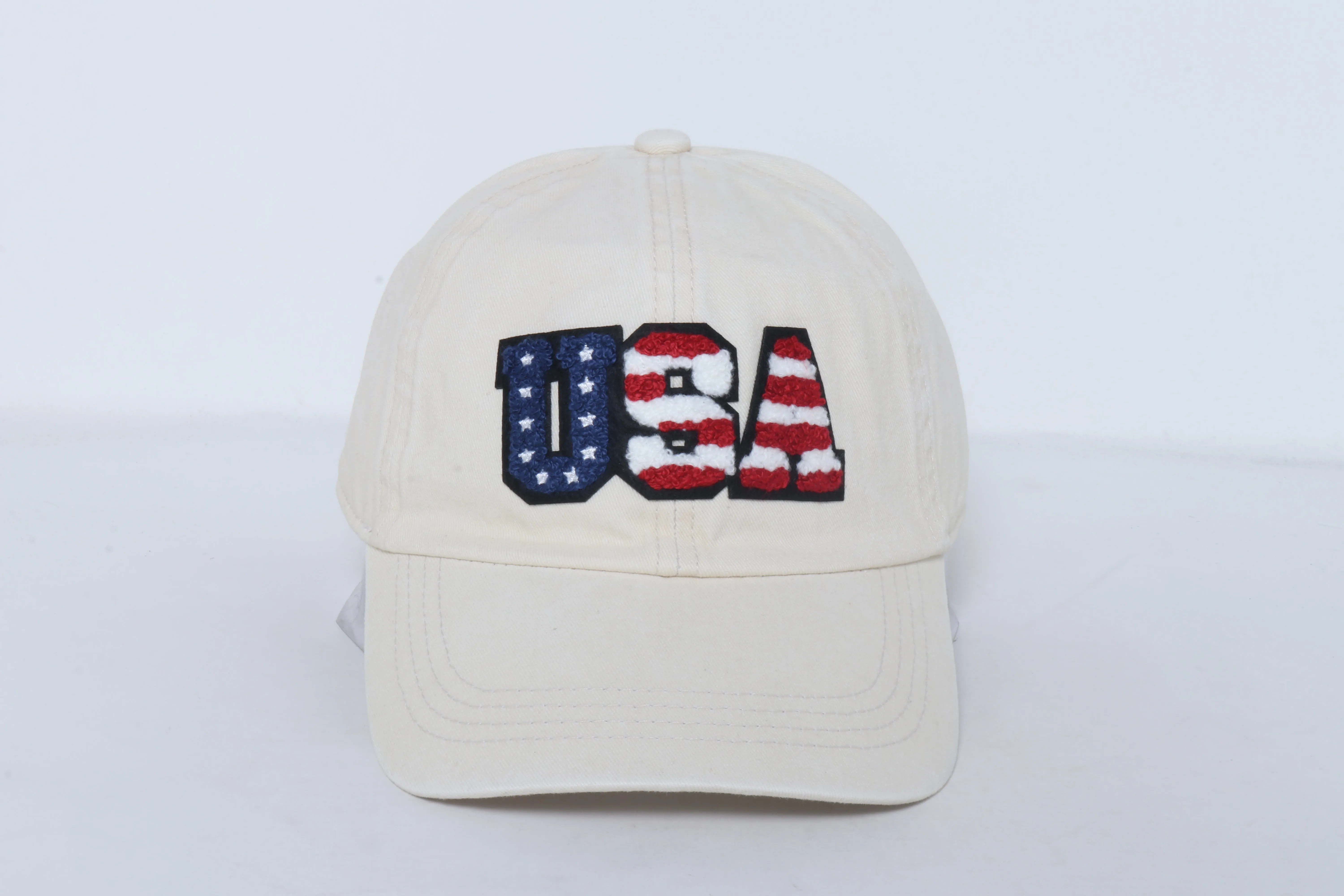 LCAP3444 - USA STAR AND RED STRIPE CHENILLE PATCH BASEBALL CAP