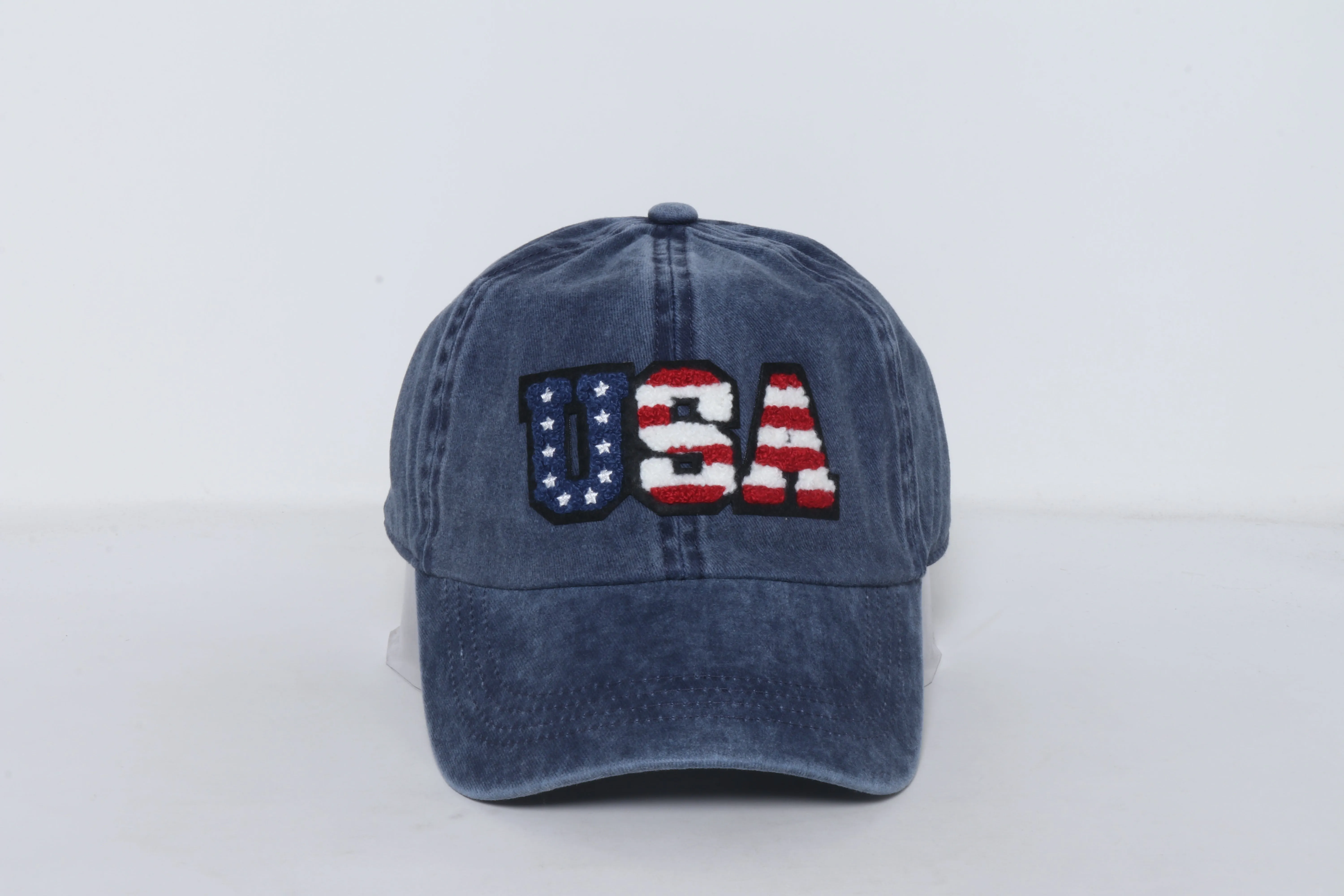 LCAP3444 - USA STAR AND RED STRIPE CHENILLE PATCH BASEBALL CAP