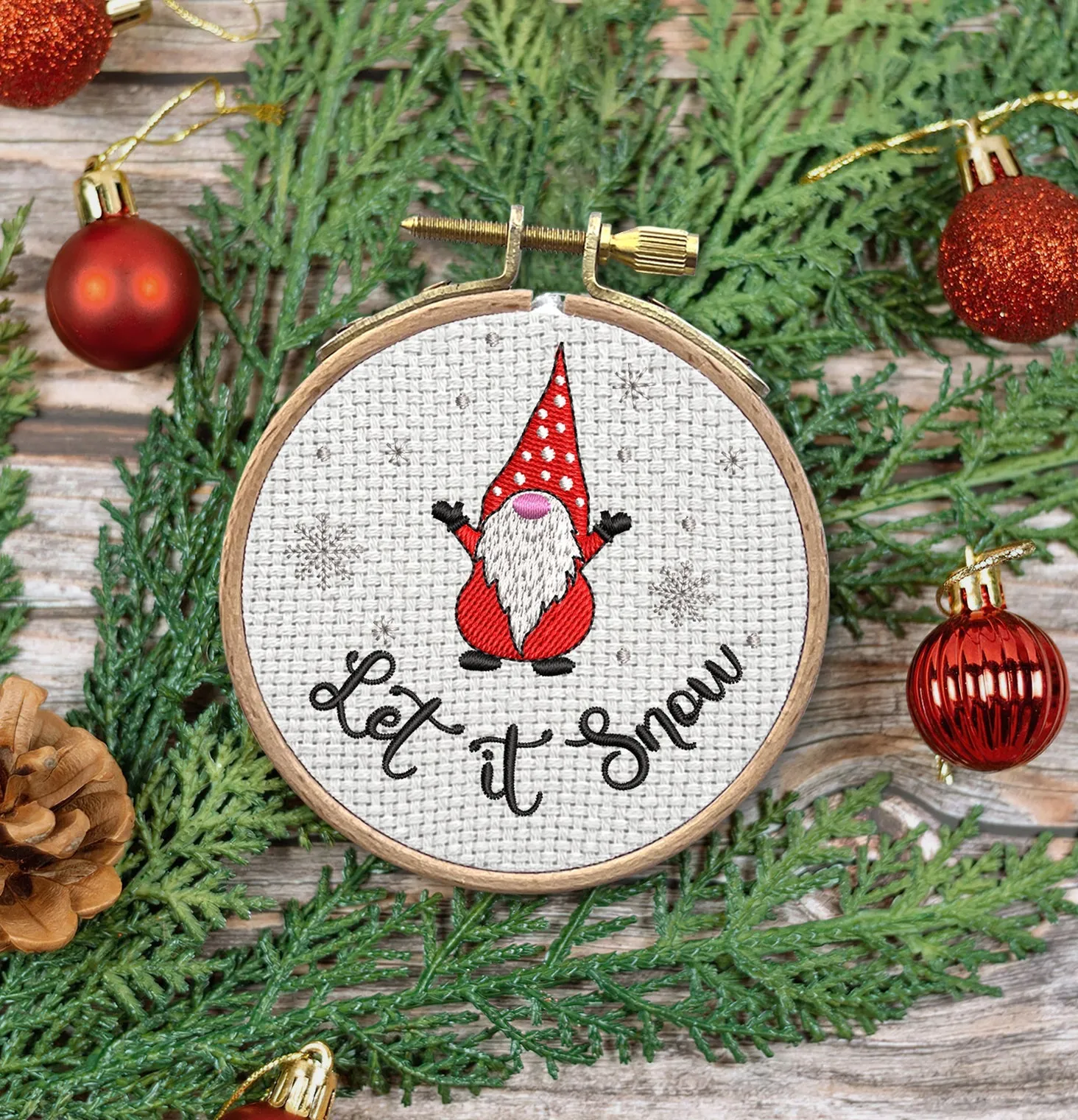 Let it Snow Embroidered Christmas Ornaments