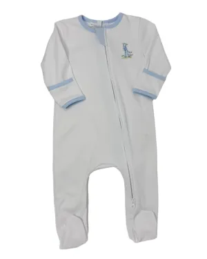 Light Blue Vintage Giraffes Zipper Footie