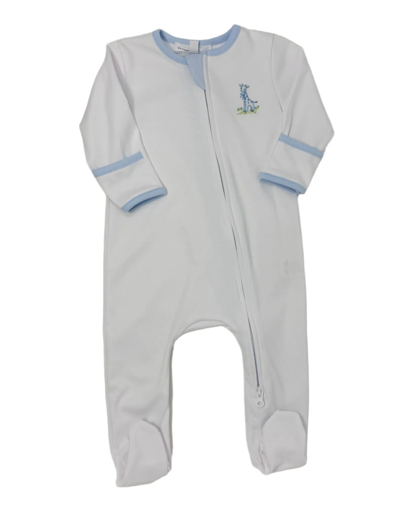 Light Blue Vintage Giraffes Zipper Footie