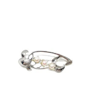 Lily of the Valley Japanese Akoya Cultured Saltwater Pearl Brooch- Sterling Silver