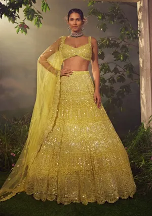 Lime green embroidered lehenga set