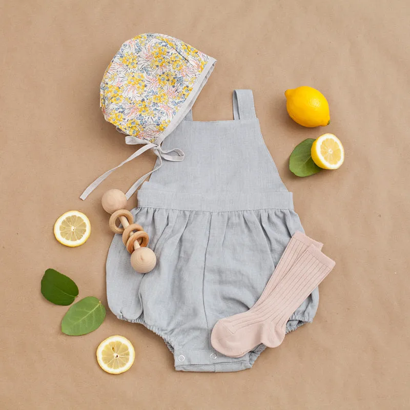 Linen Romper, Grey