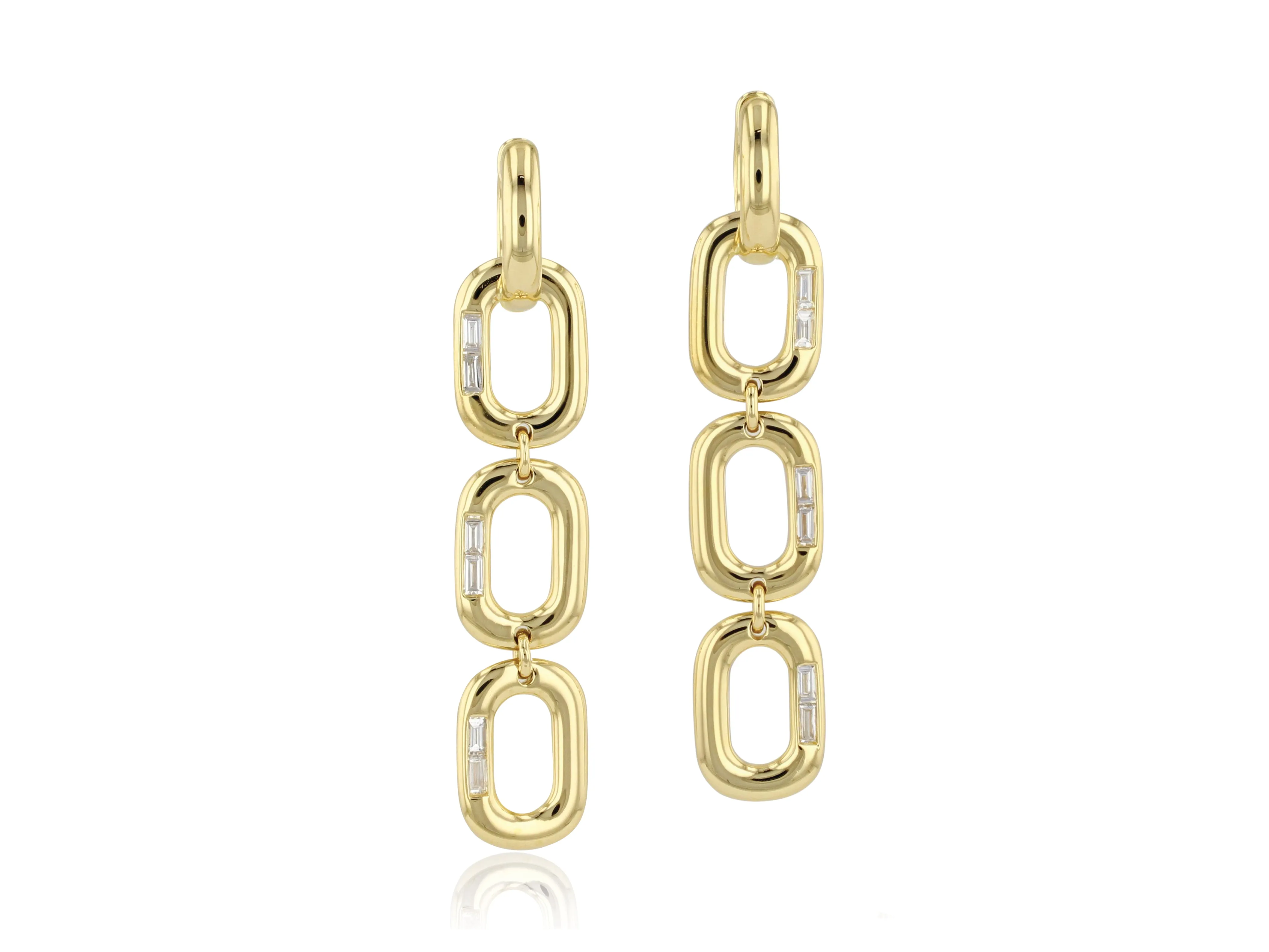 Link Triple Drop Huggie Earrings