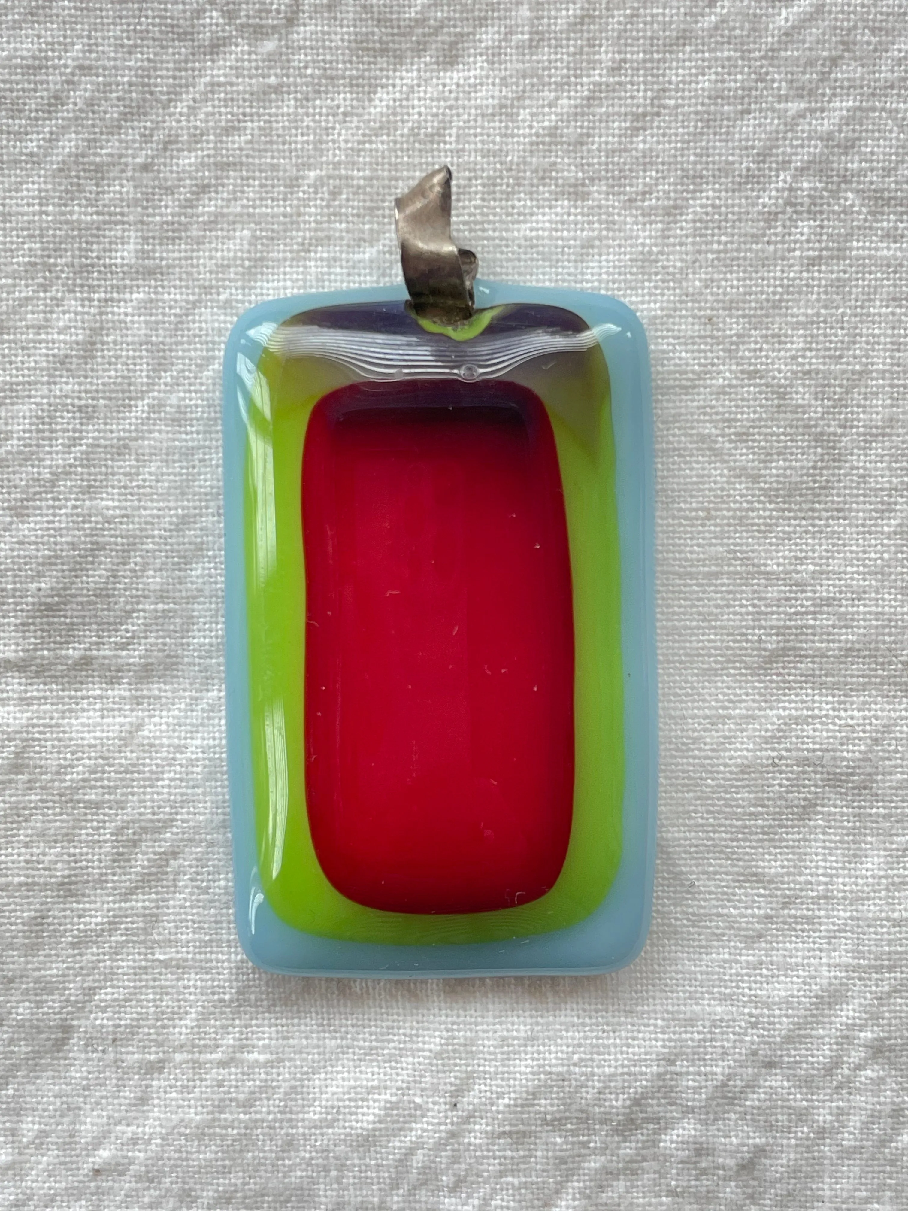 Lot of Three Vintage Glass Pendants with Silver Clasps