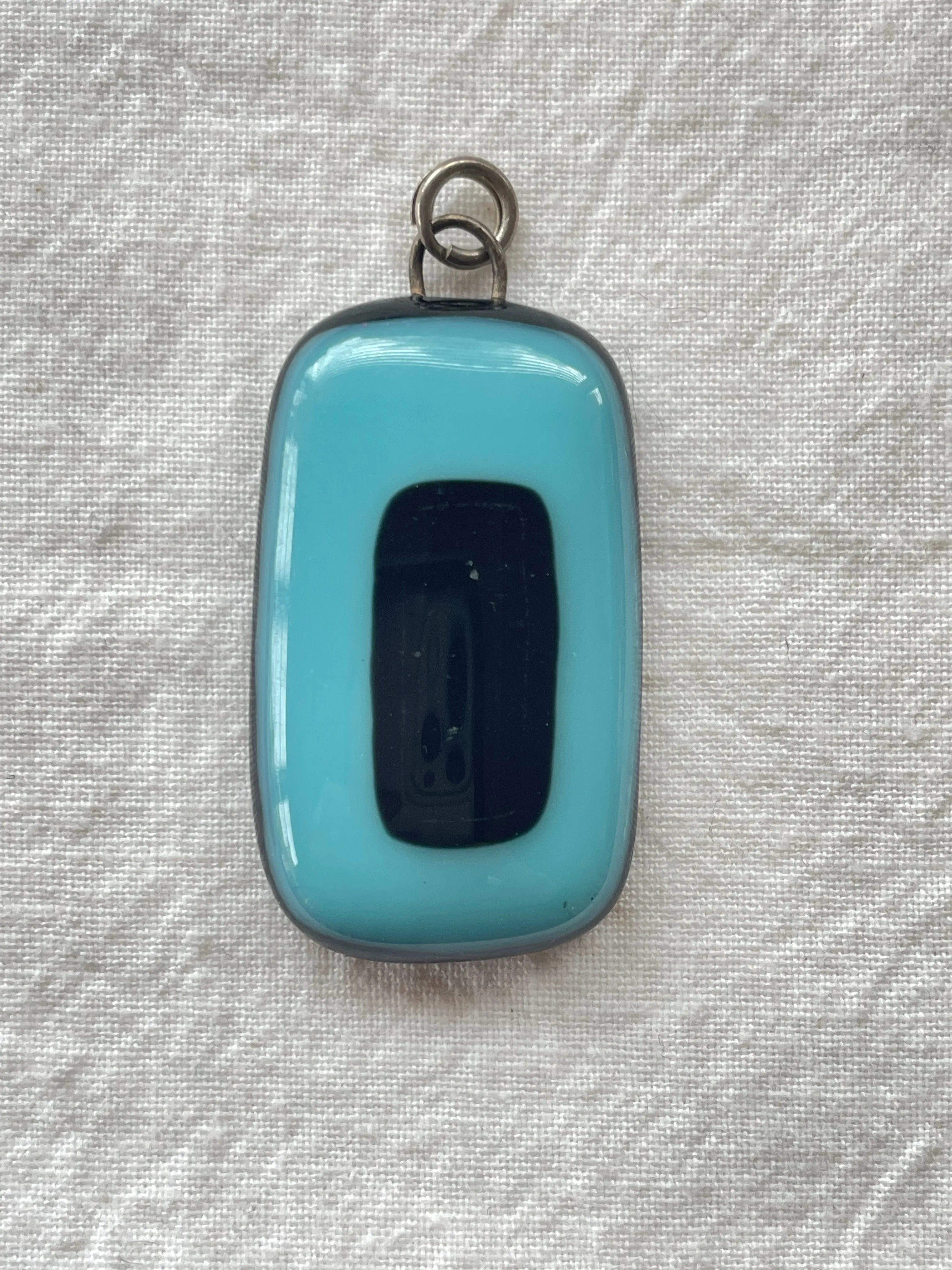 Lot of Three Vintage Glass Pendants with Silver Clasps