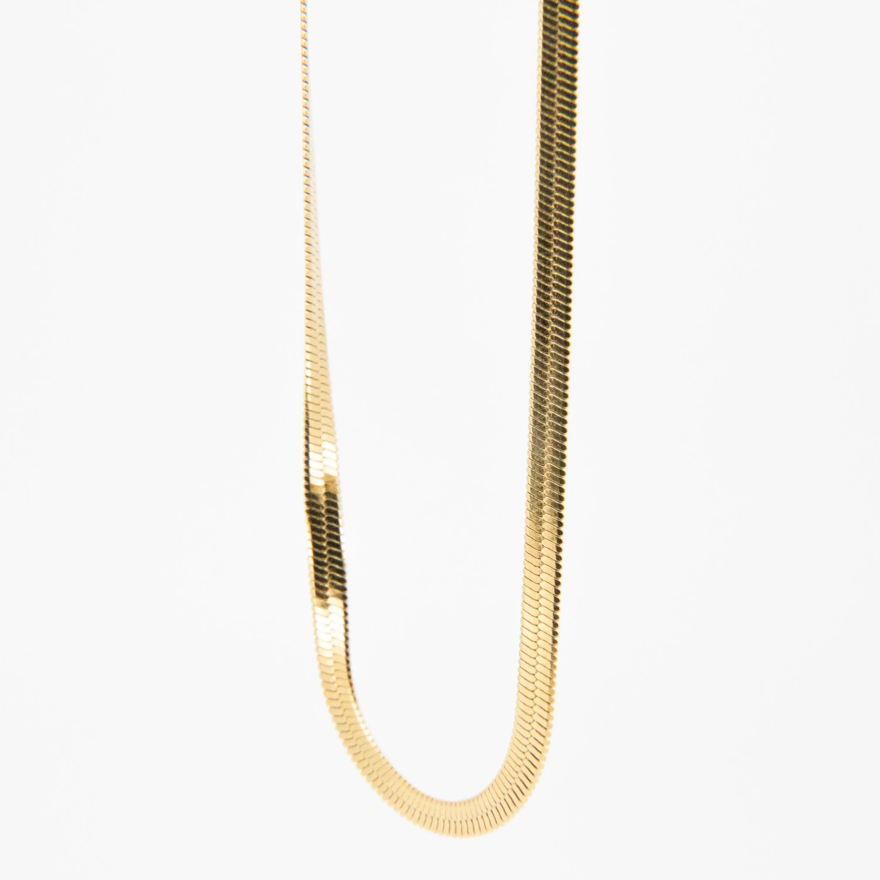 Lucio Golden Herringbone Chain Necklace