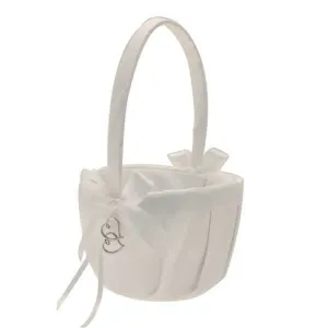Lux Diamante Flower Girl Basket Ivory