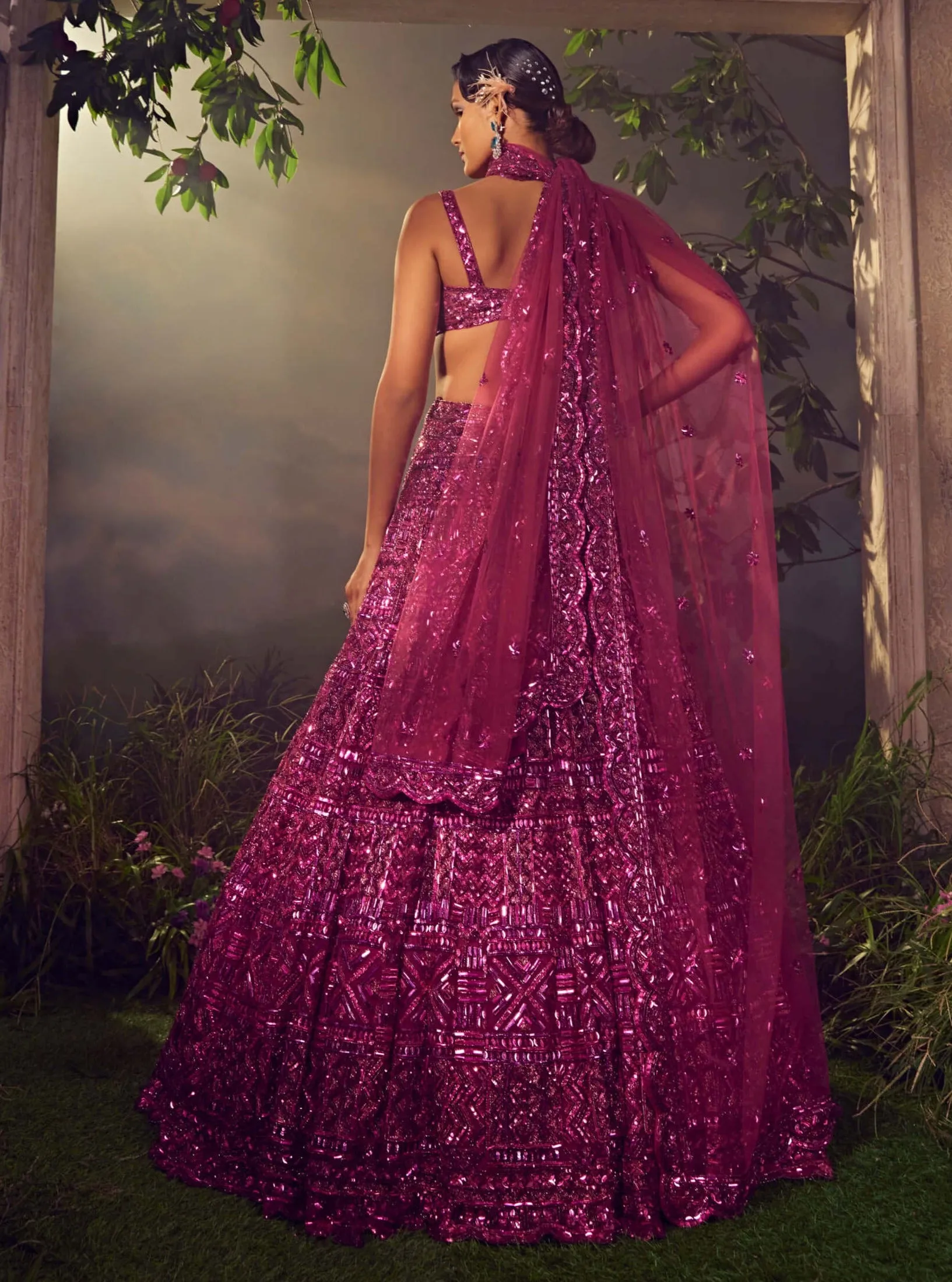 Magenta haze embroidered lehenga set