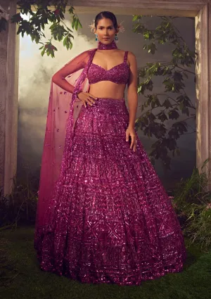Magenta haze embroidered lehenga set