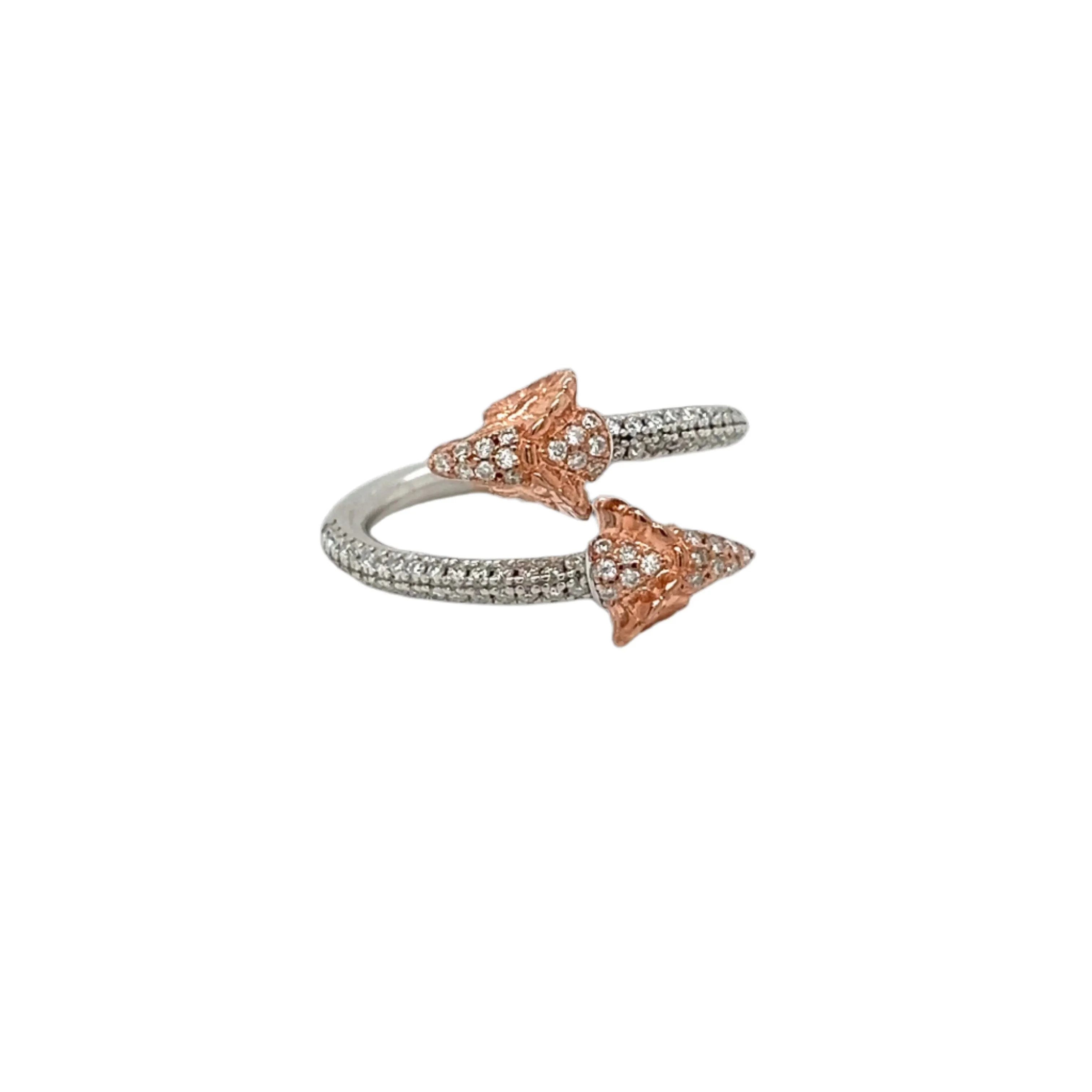 Majestic Duo Lab-Created Moissanite Double Goat Head Sterling Silver Fine Ring - M1058519