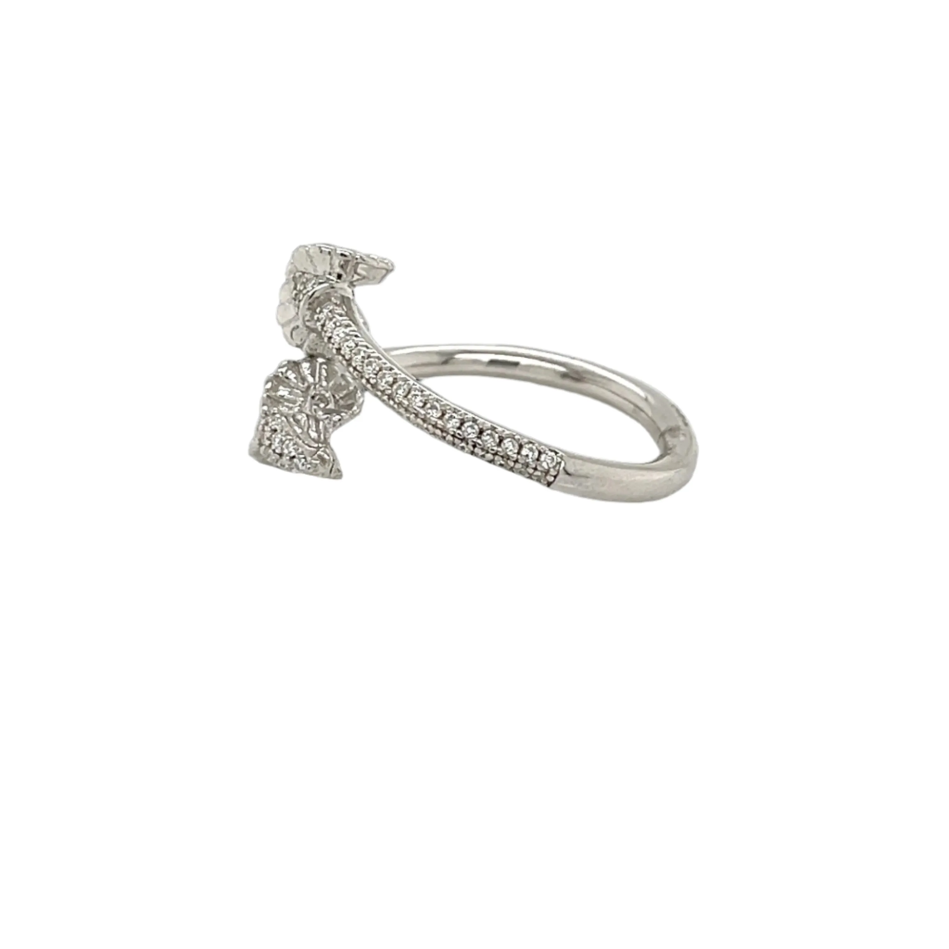 Majestic Duo Lab-Created Moissanite Double Goat Head Sterling Silver Fine Ring - M1058519