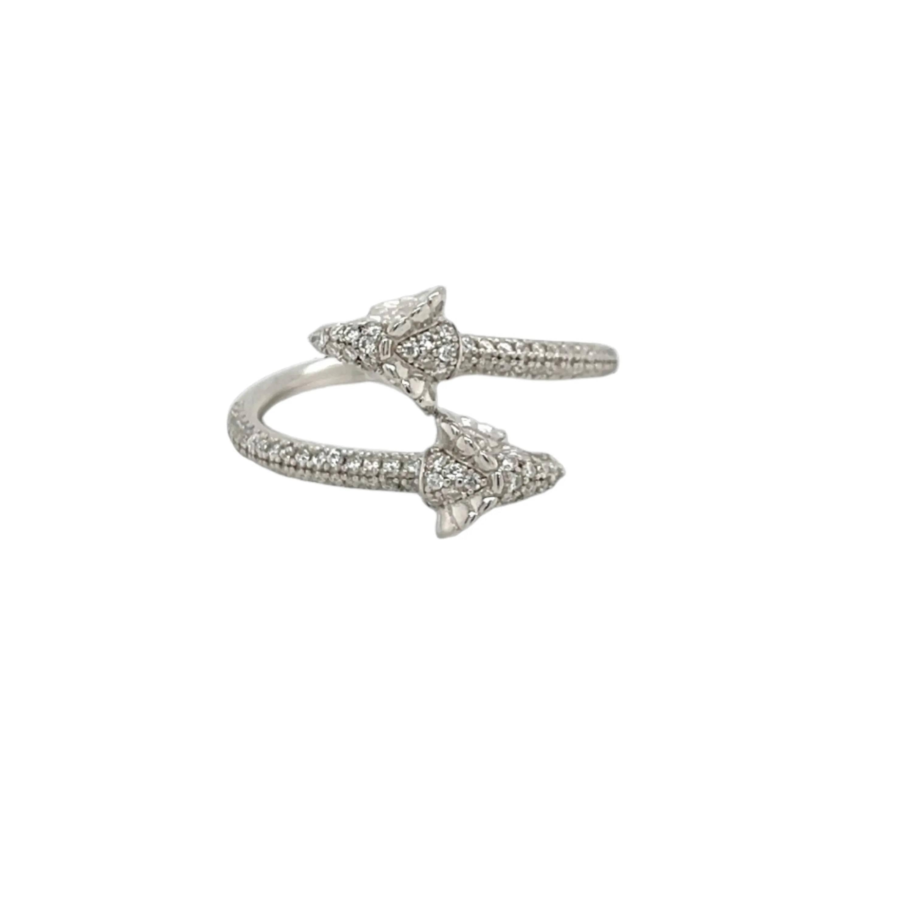 Majestic Duo Lab-Created Moissanite Double Goat Head Sterling Silver Fine Ring - M1058519
