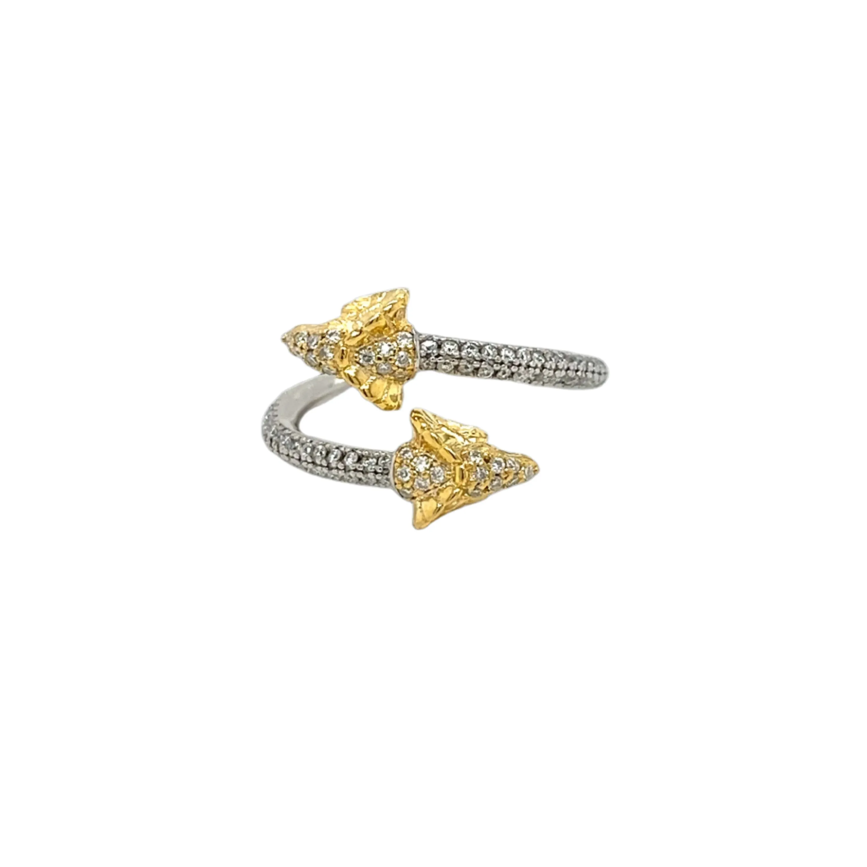 Majestic Duo Lab-Created Moissanite Double Goat Head Sterling Silver Fine Ring - M1058519