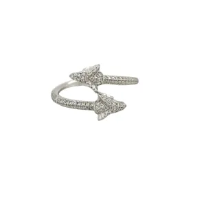Majestic Duo Lab-Created Moissanite Double Goat Head Sterling Silver Fine Ring - M1058519