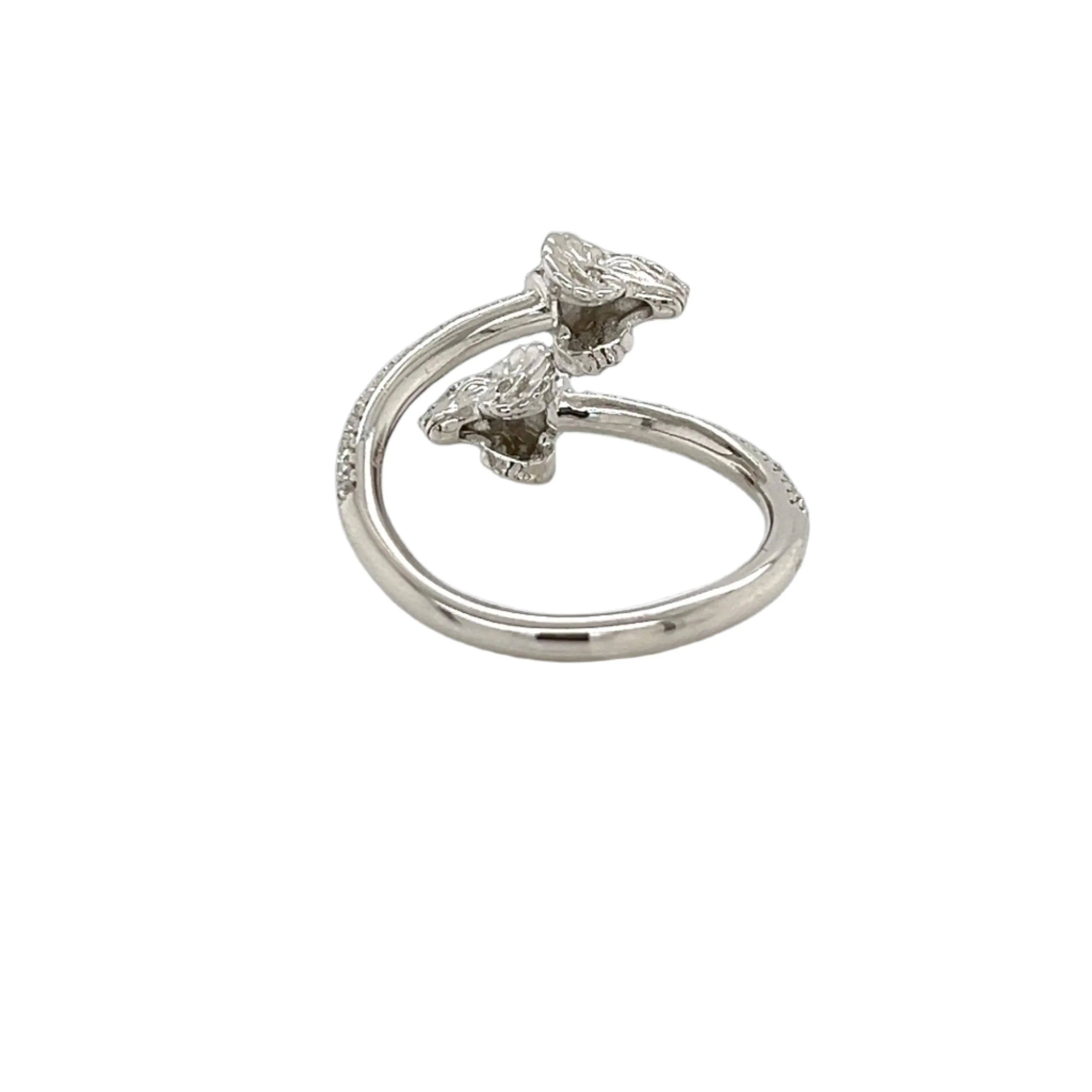 Majestic Duo Lab-Created Moissanite Double Goat Head Sterling Silver Fine Ring - M1058519