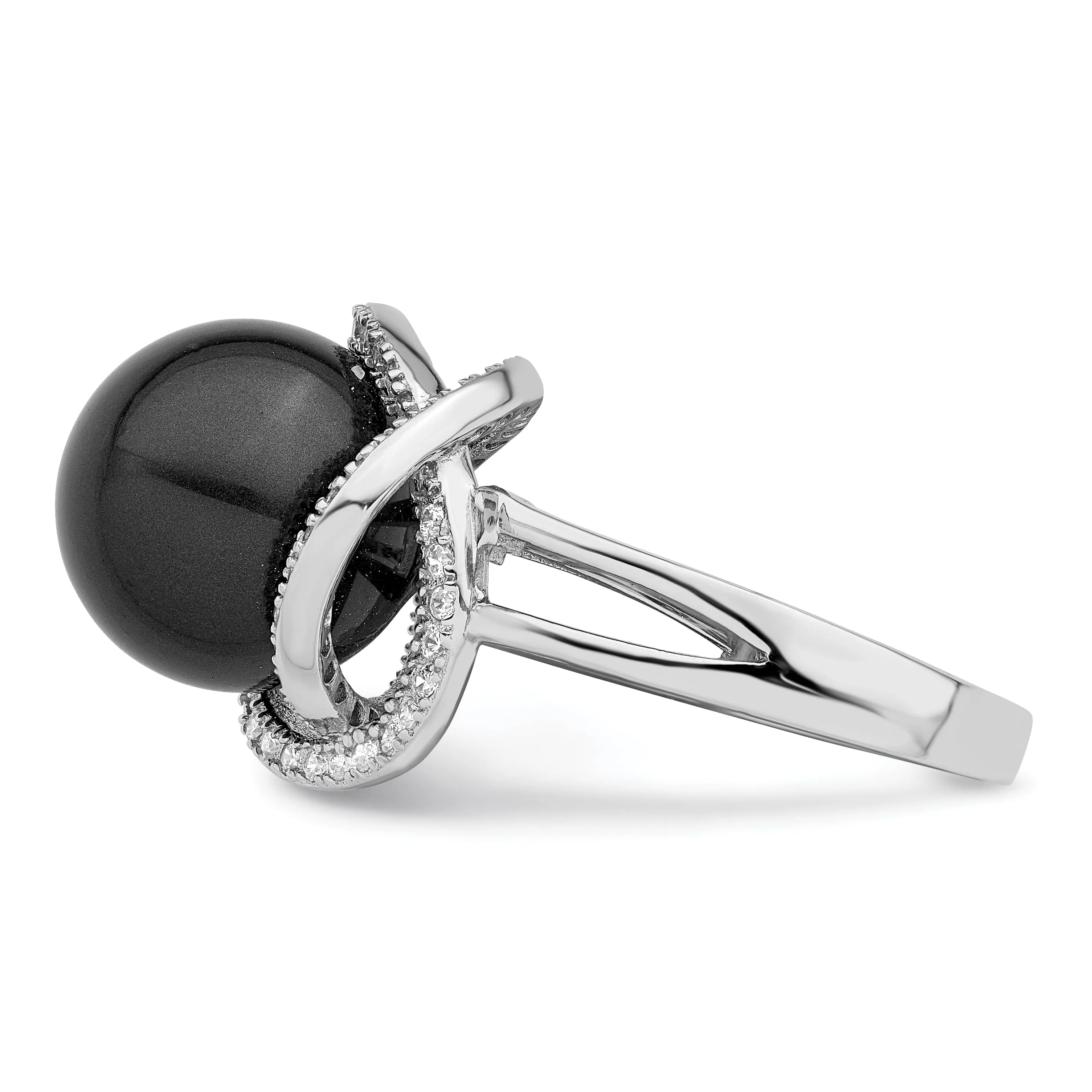 Majestik Black Shell Pearl Cubic Zirconia Ring