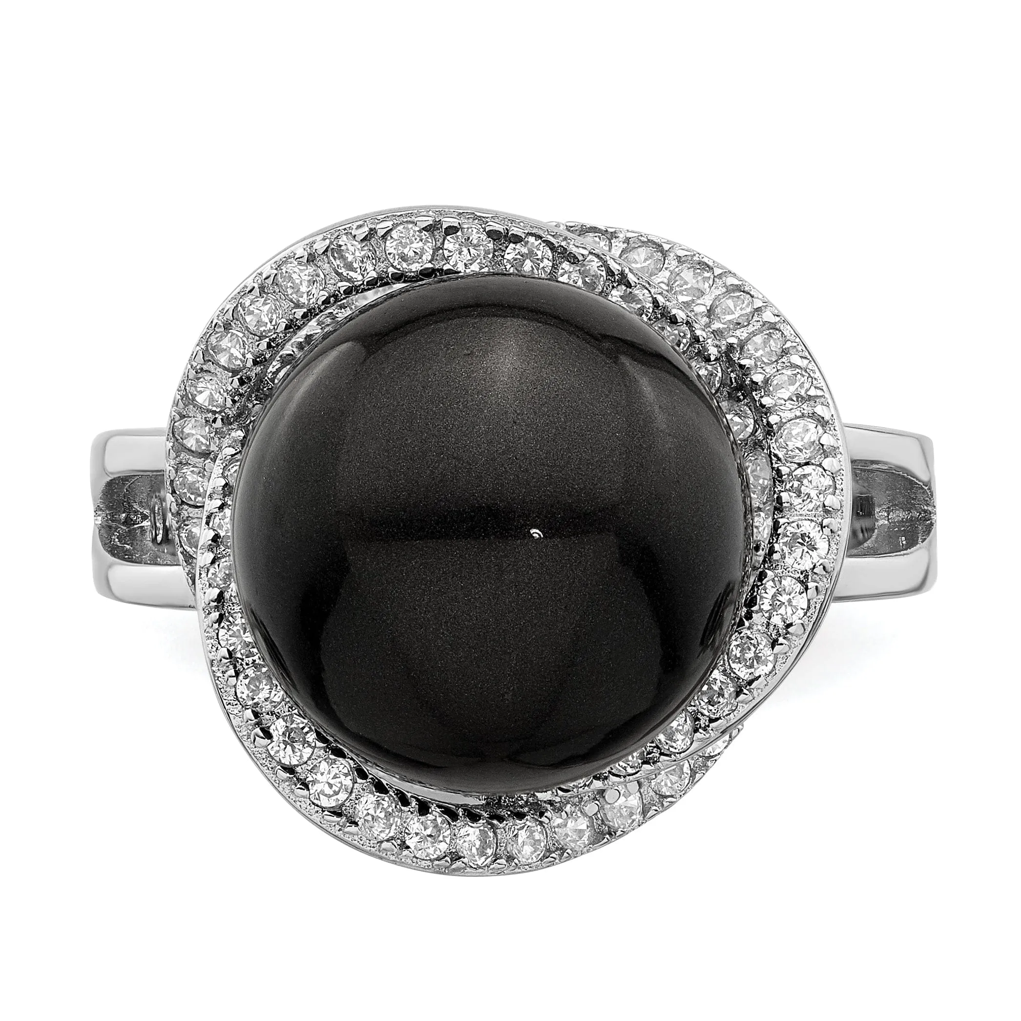 Majestik Black Shell Pearl Cubic Zirconia Ring