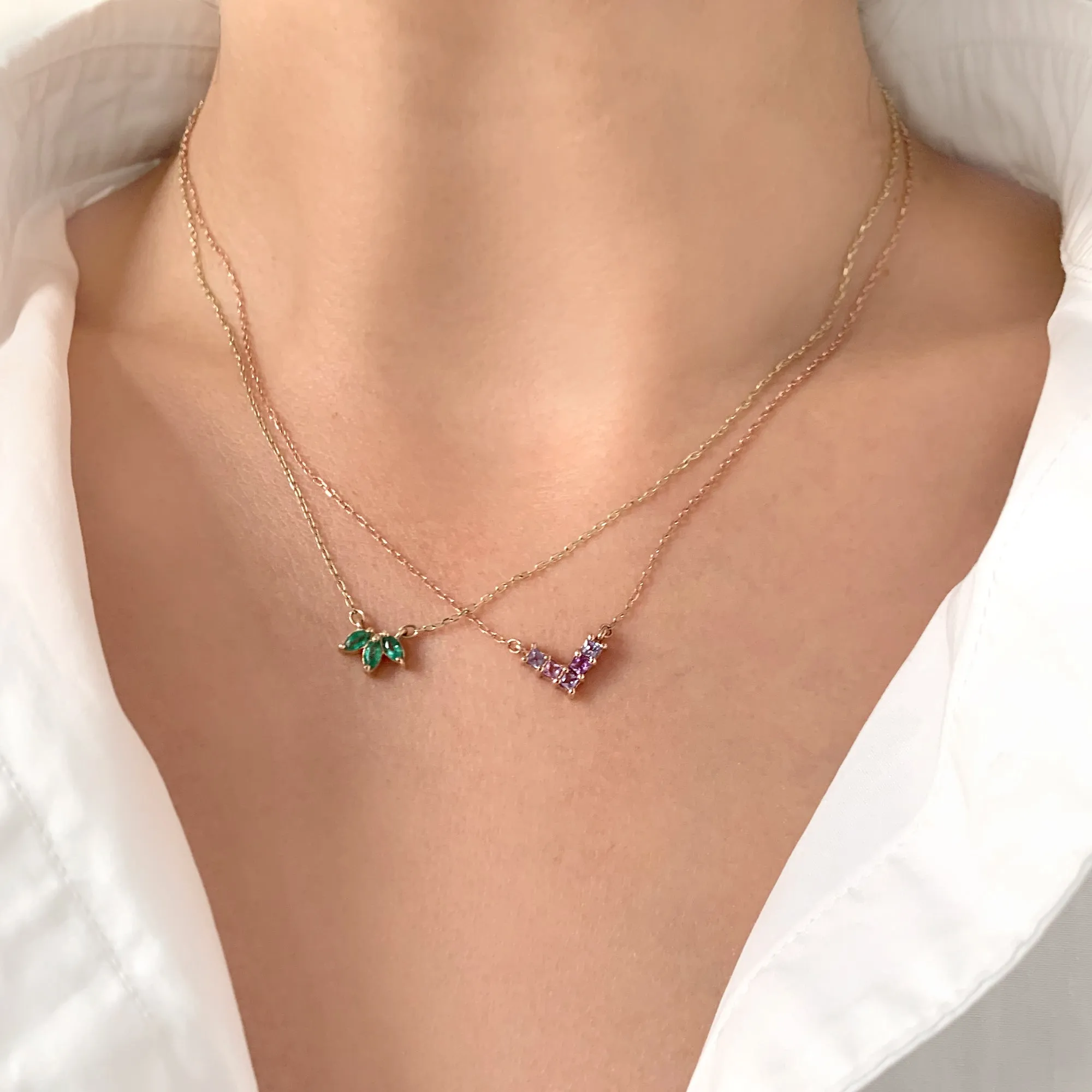 Marquise Emerald Trio Necklace