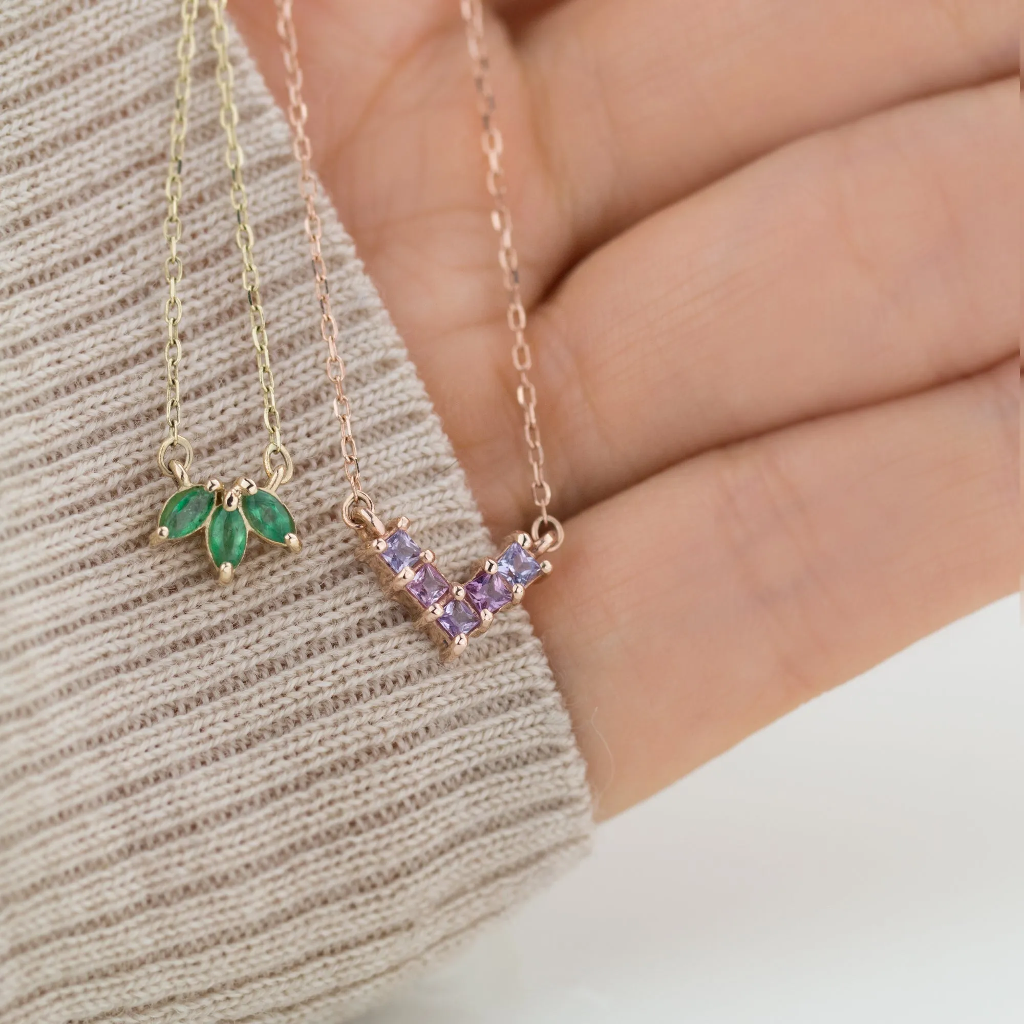 Marquise Emerald Trio Necklace