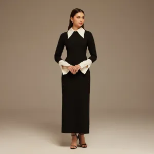 Maxi Dress with White Collar Details