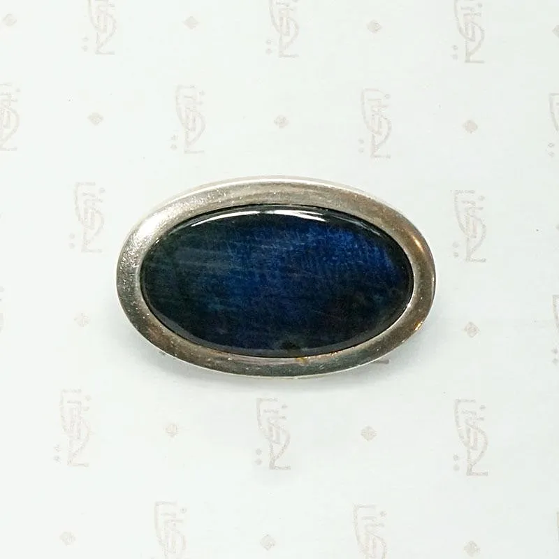 Mid Century Labradorite Brooch in Silver