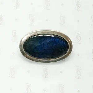 Mid Century Labradorite Brooch in Silver