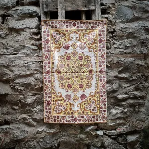 MODERN ART FLORAL SILK RUG 4 X 2.5 FT