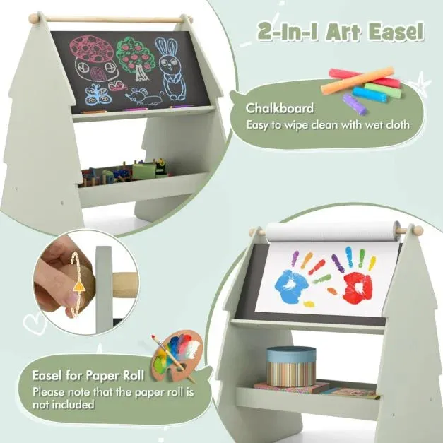 Montessori Double-sided "Learning Tree" Kids Art Easel with Chair | Paper Roll & Storage | 3 Years 